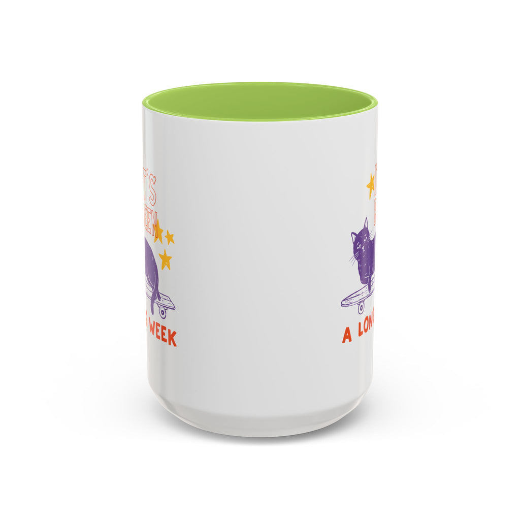 “It’s Been a Long Week” Cat on Skateboard Coffee Mug