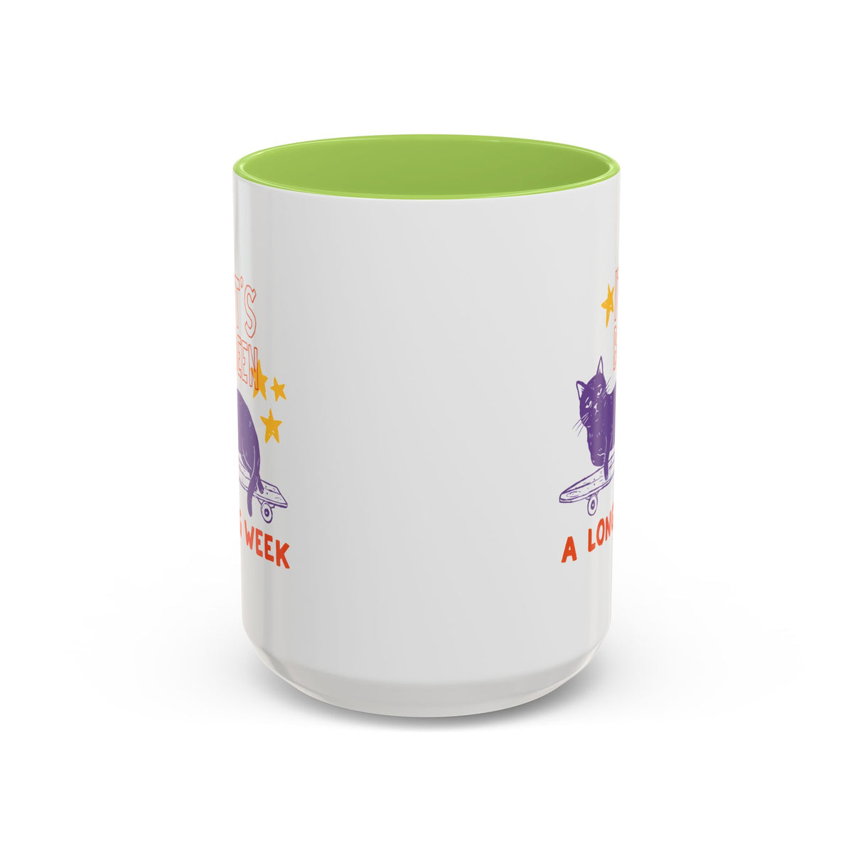 “It’s Been a Long Week” Cat on Skateboard Coffee Mug