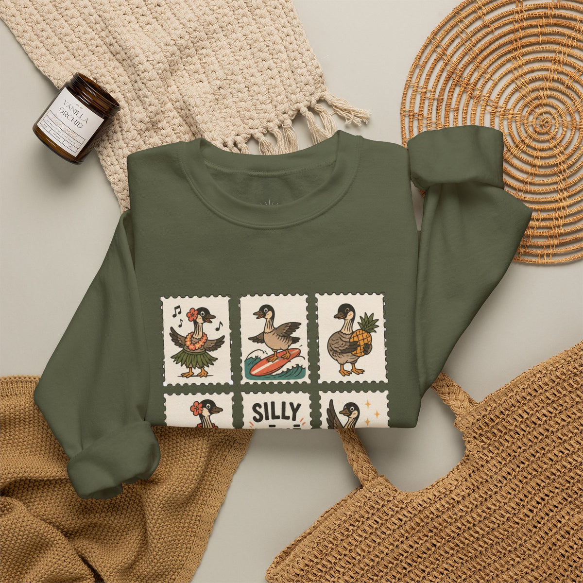 Silly Nēnē Goose Stamp Crewneck – Vintage Hawaiian