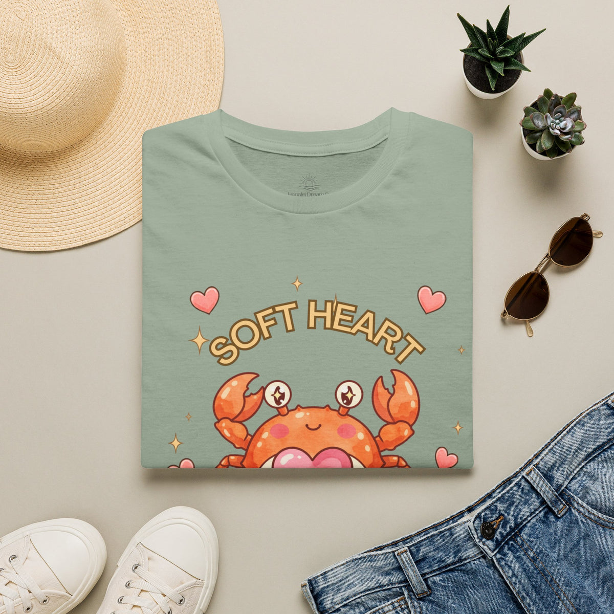 Soft Heart Sharp Claws Cute Crab T-Shirt, Ocean Graphic