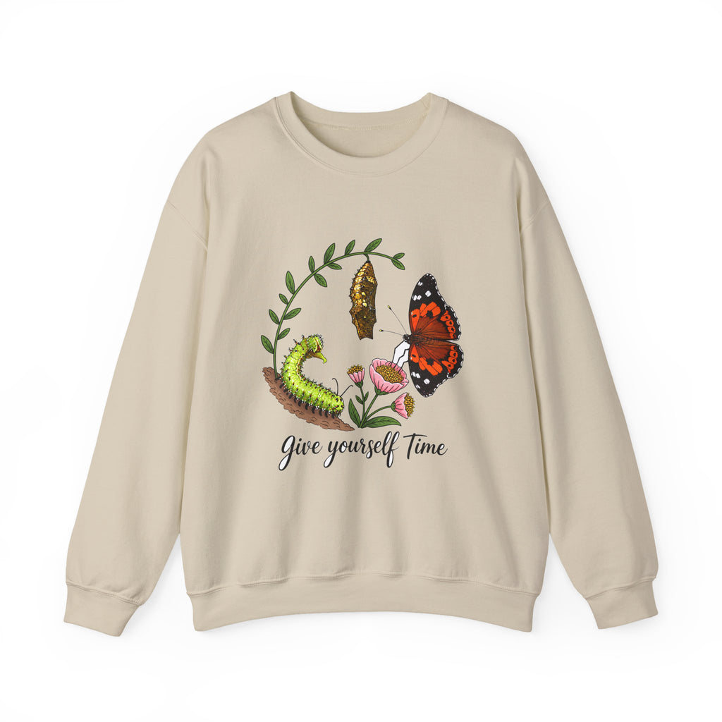 “Give Yourself Time” Butterfly Metamorphosis Crewneck