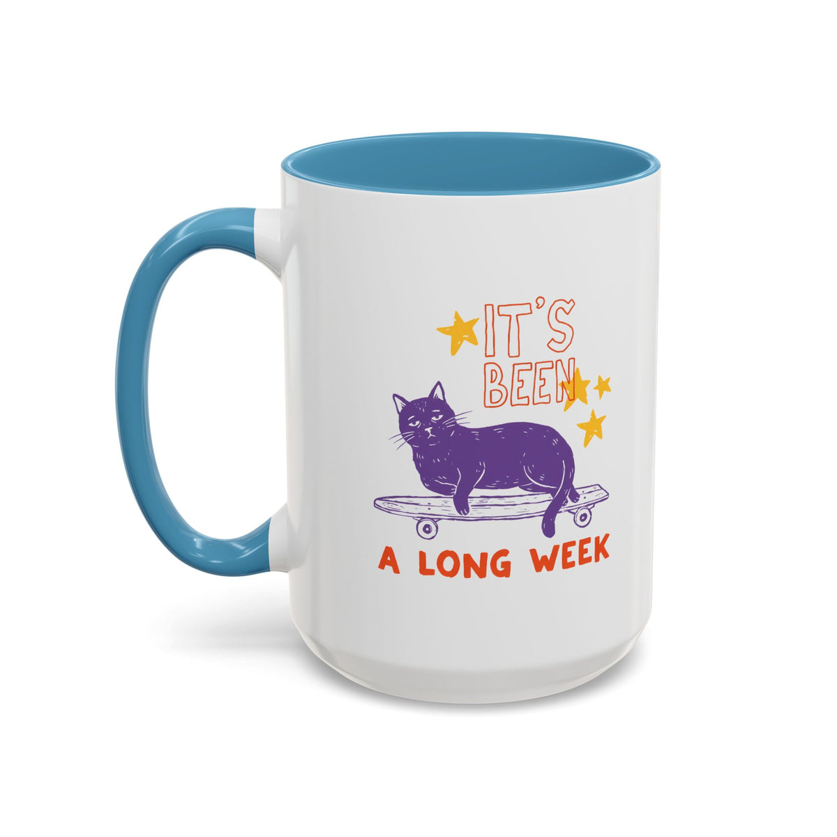 “It’s Been a Long Week” Cat on Skateboard Coffee Mug