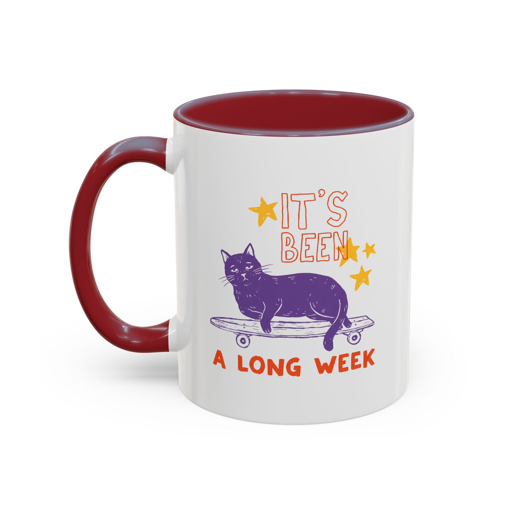 “It’s Been a Long Week” Cat on Skateboard Coffee Mug