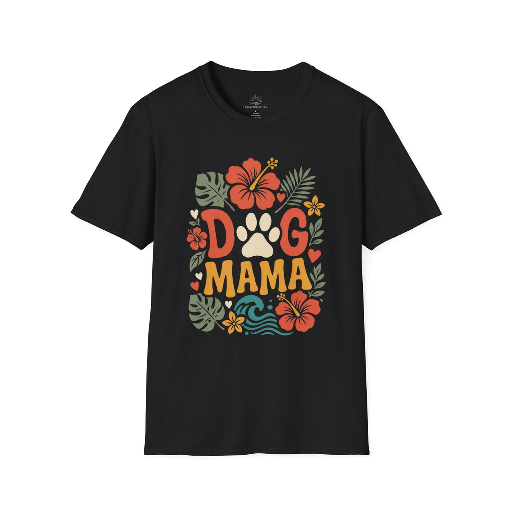 “DOG MAMA” Floral Paw Print Tropical Tee