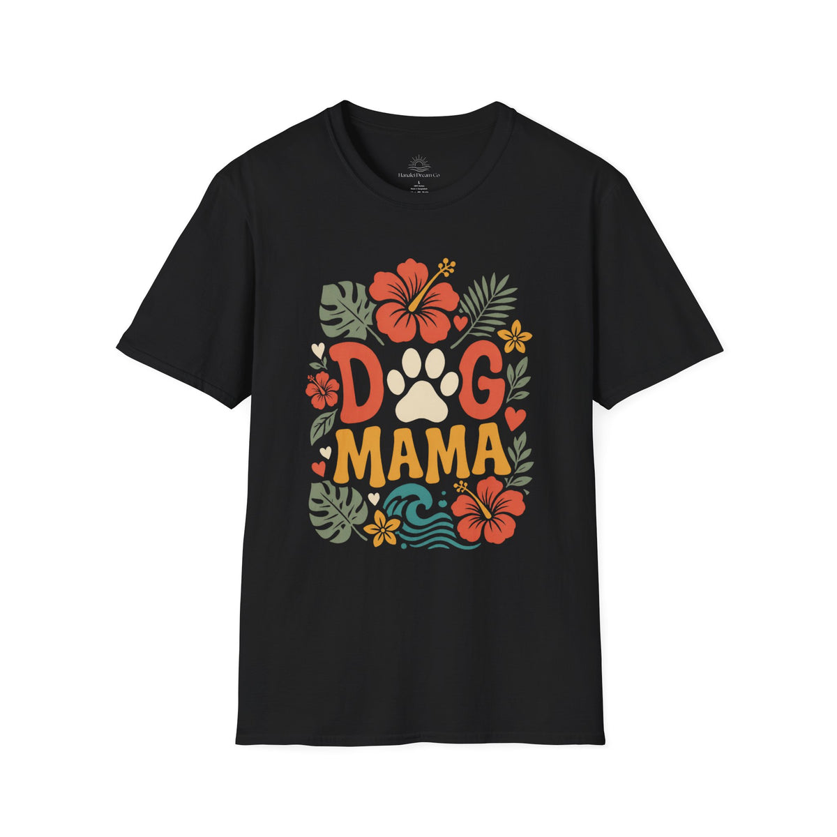“DOG MAMA” Floral Paw Print Tropical Tee