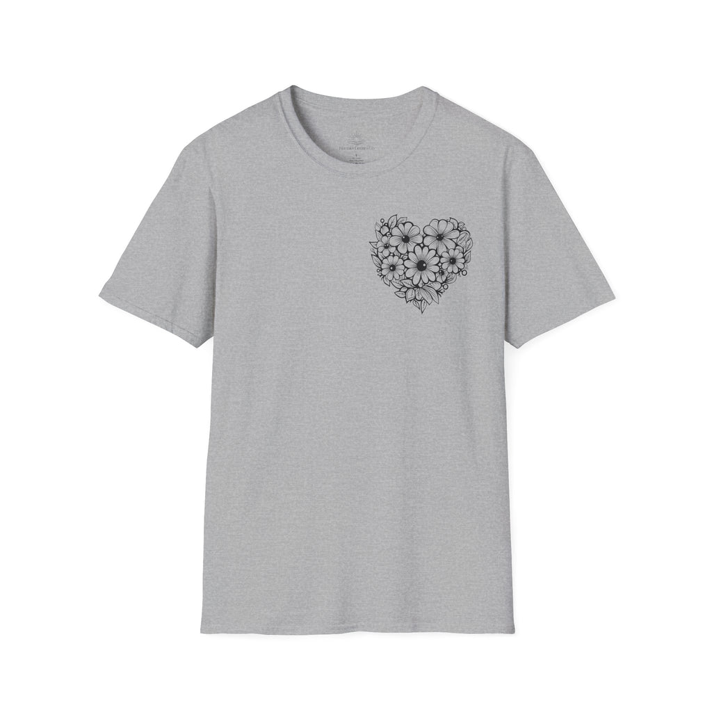 Bloom Kindly Floral Heart T-Shirt – Daisy Line Art