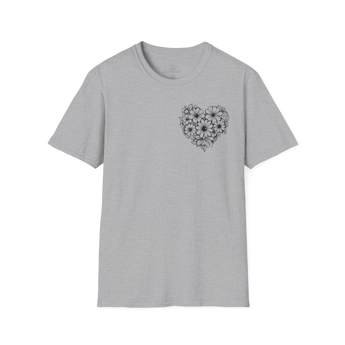 Bloom Kindly Floral Heart T-Shirt – Daisy Line Art