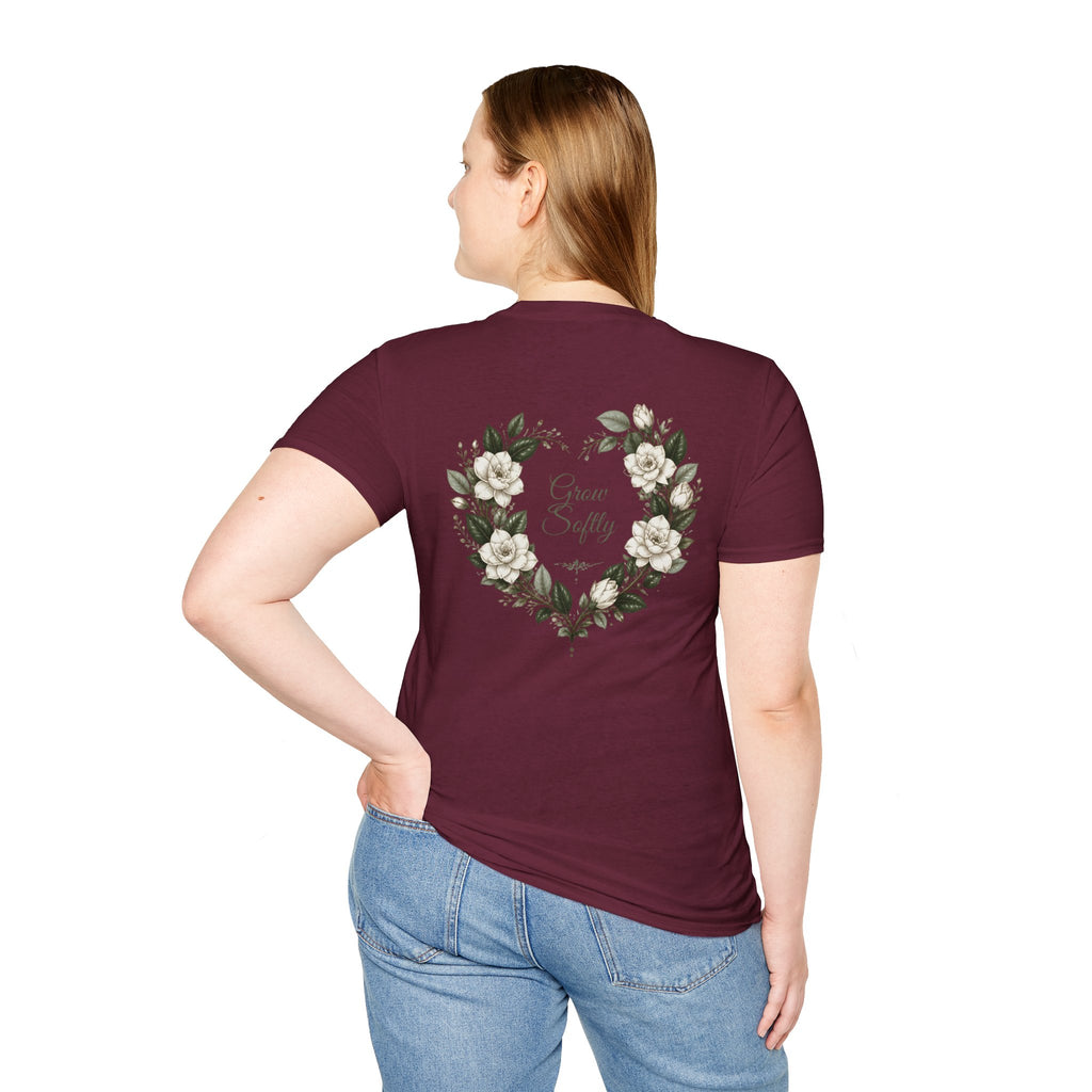 Gardenia Heart Floral Wreath T-Shirt – Botanical