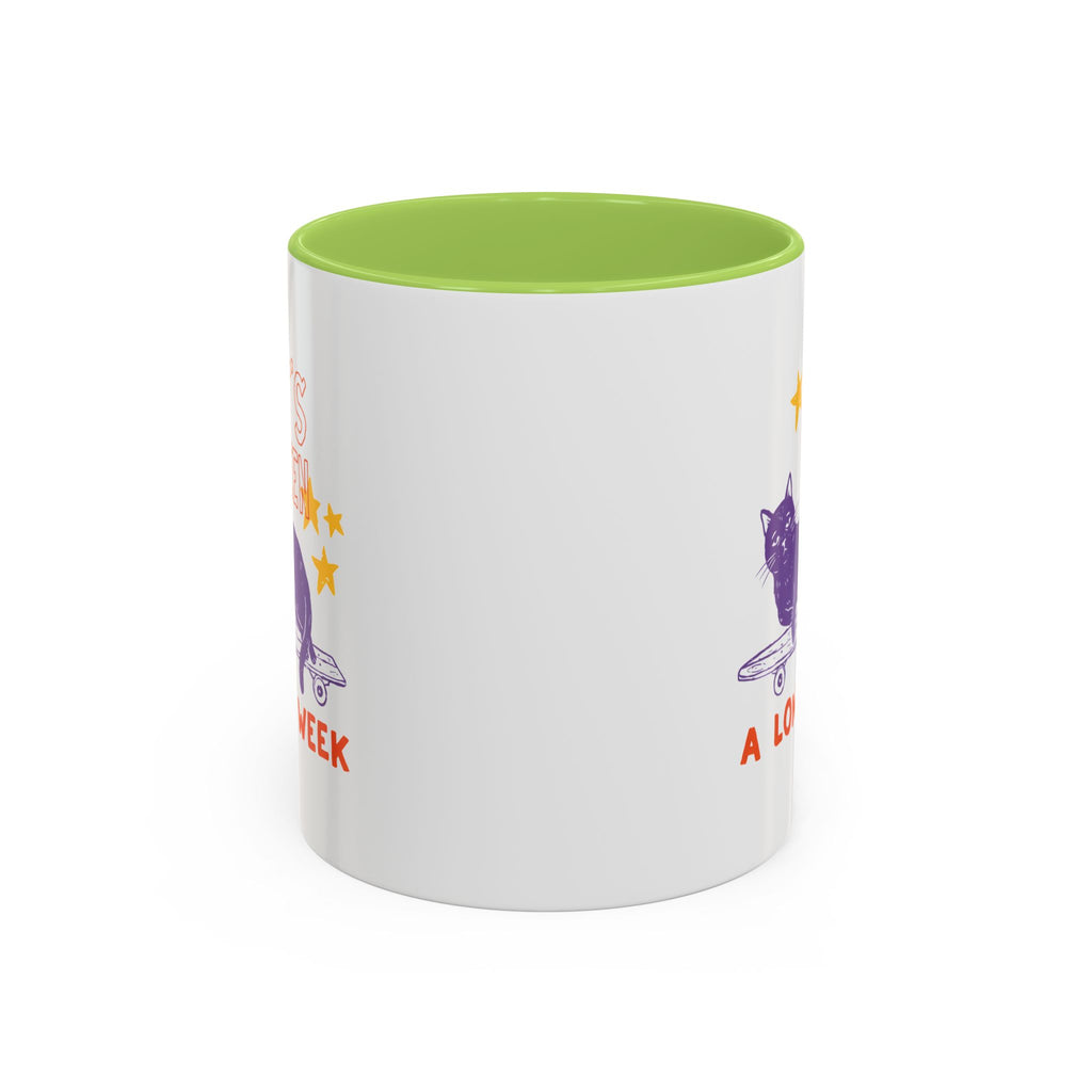“It’s Been a Long Week” Cat on Skateboard Coffee Mug