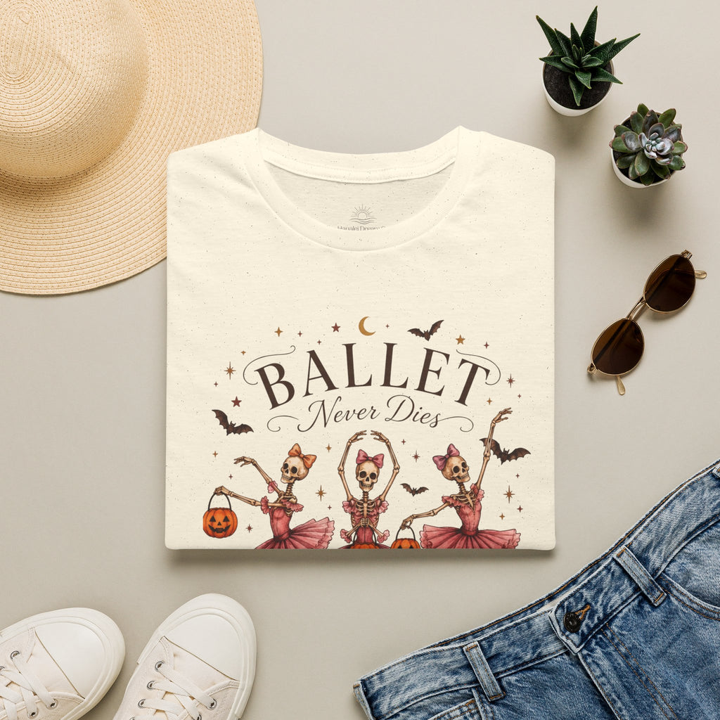Ballet Never Dies T-Shirt | Halloween Skeleton Ballerina