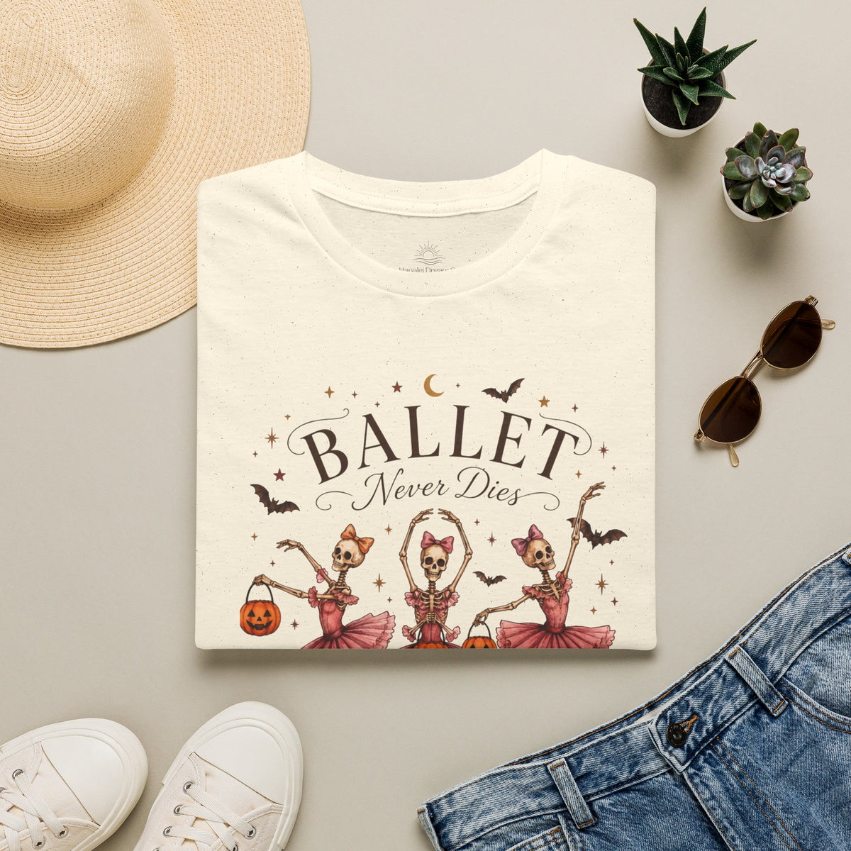 Ballet Never Dies T-Shirt | Halloween Skeleton Ballerina
