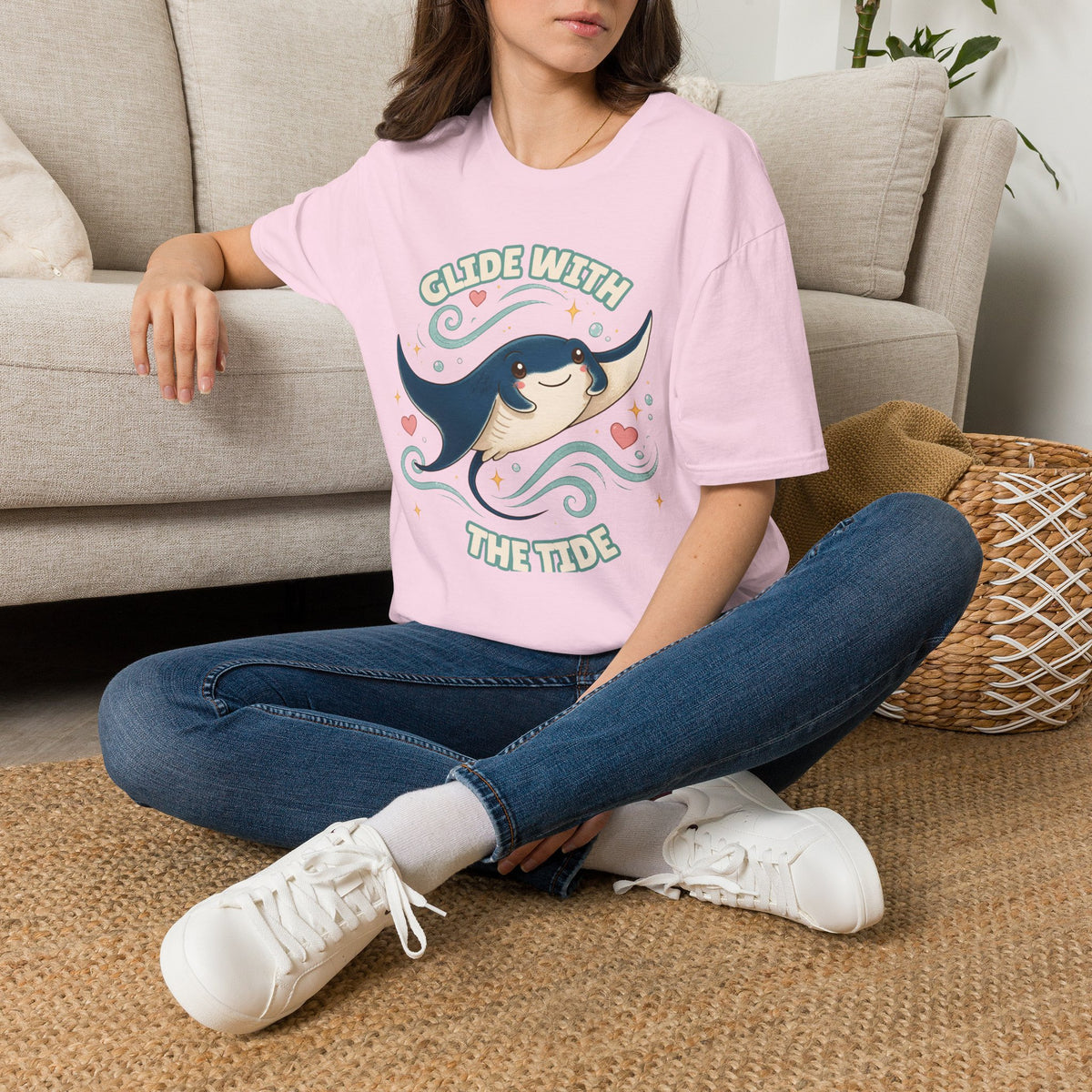 Manta Ray T-Shirt, Glide With the Tide Ocean Graphic