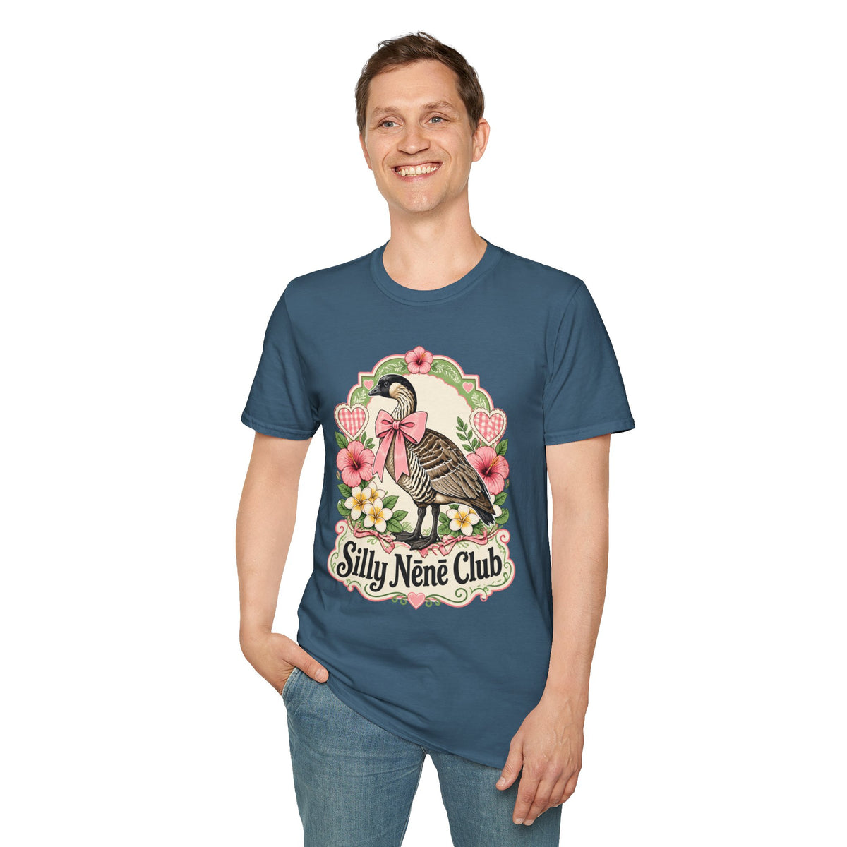 Silly Nēnē Club T-Shirt — Retro Hawaiian Goose Floral