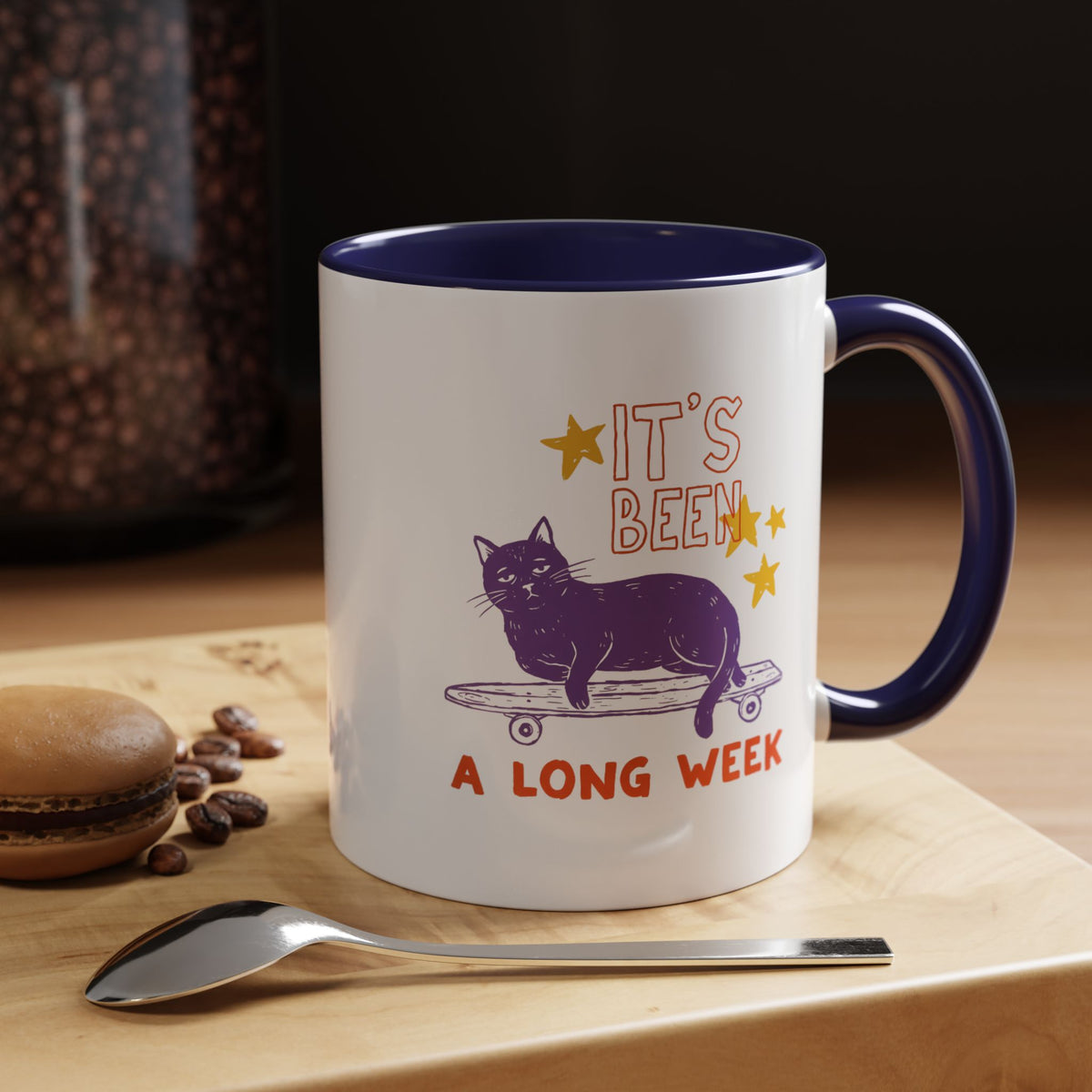 “It’s Been a Long Week” Cat on Skateboard Coffee Mug