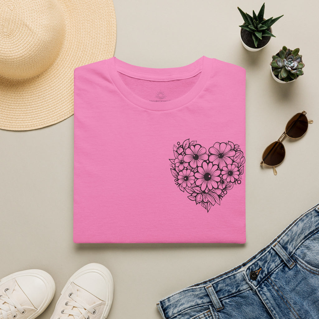 Bloom Kindly Floral Heart T-Shirt – Daisy Line Art