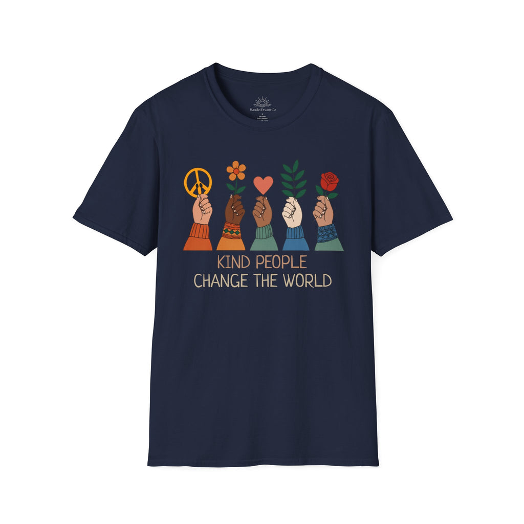 Kind People Change the World T-Shirt | Peace Flower Heart Rose Hands