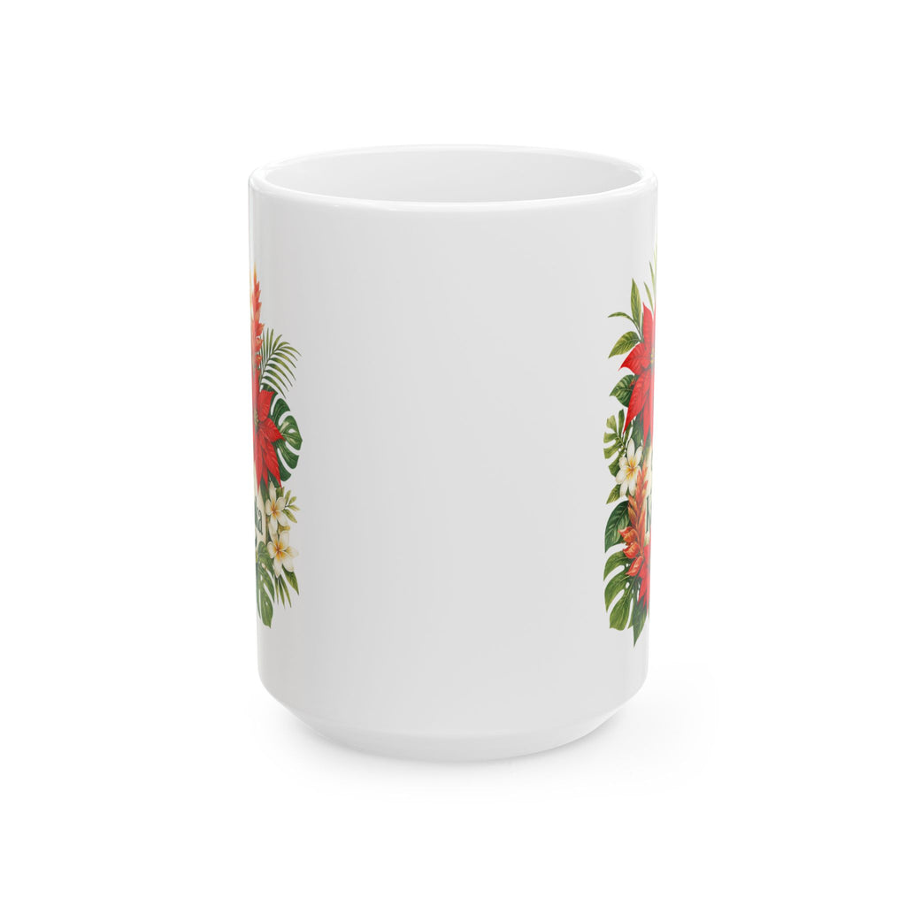 Tropical Poinsettia Holiday Mug – Floral Ceramic Cup