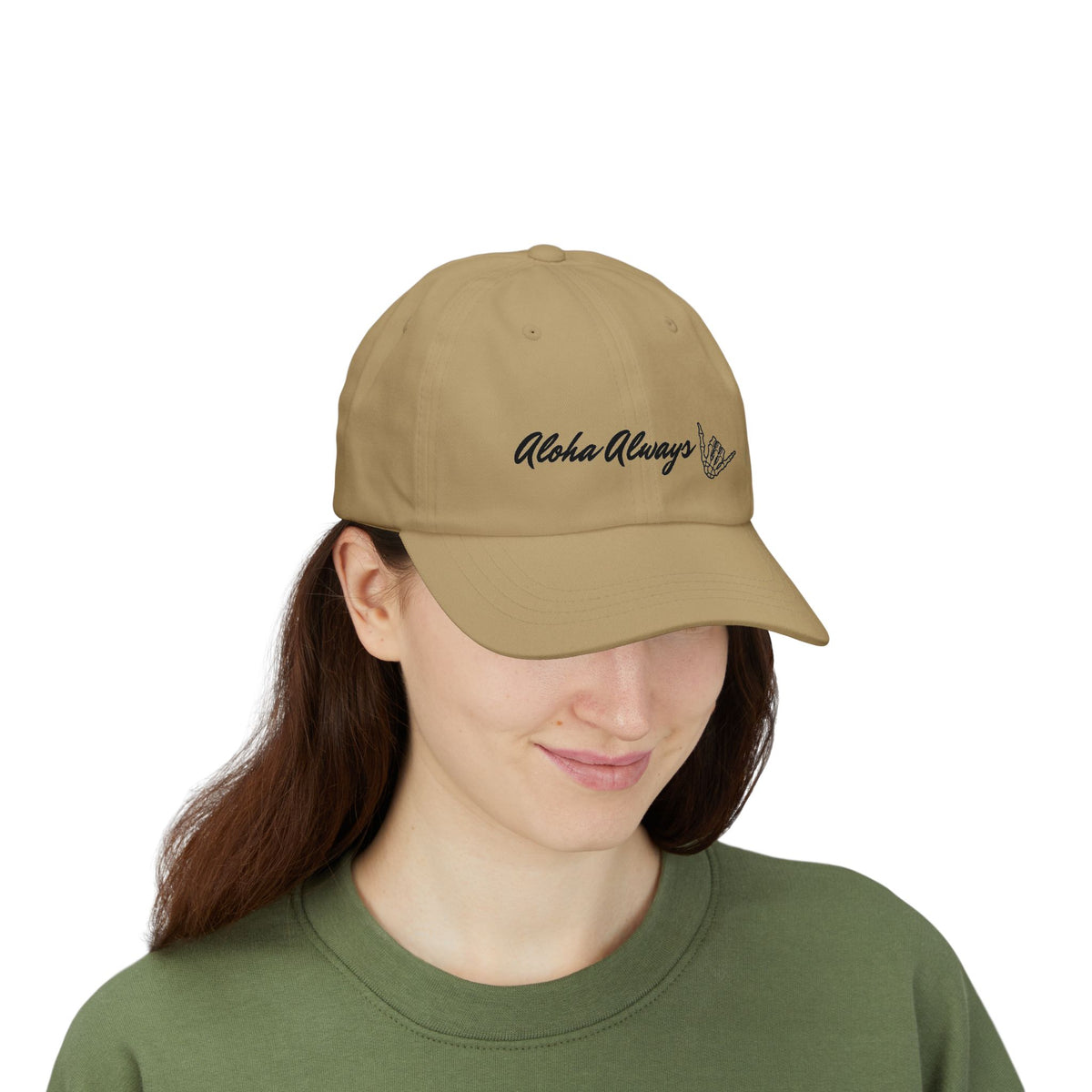 Aloha Always Dad Cap — Hawaiian Skeleton Shaka Hat
