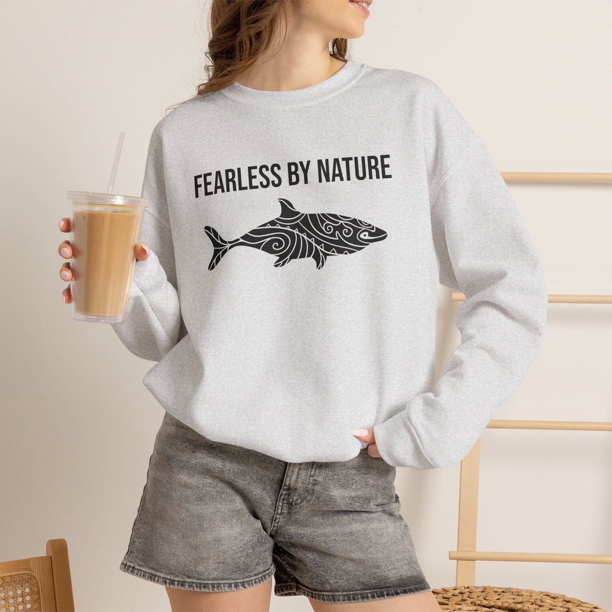 Fearless by Nature Tribal Shark Crewneck Sweatshirt