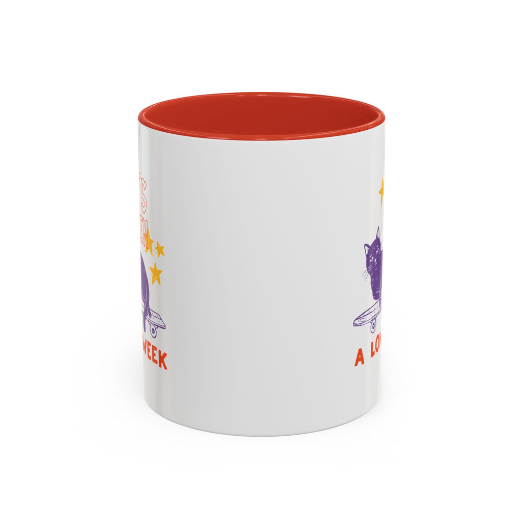“It’s Been a Long Week” Cat on Skateboard Coffee Mug