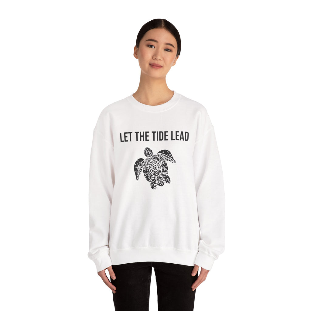 Turtle Crewneck Sweatshirt — "Let the Tide Lead" Coastal Graphic