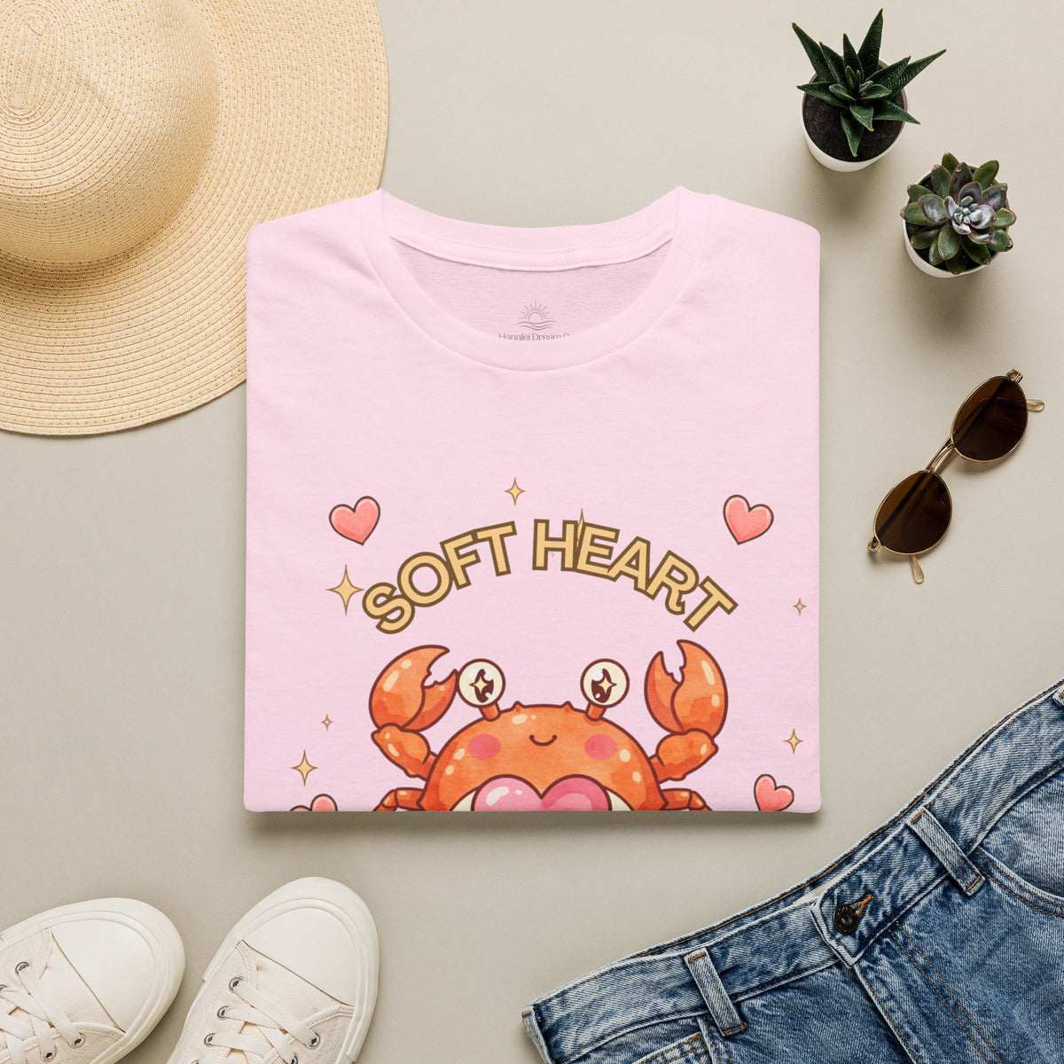 Soft Heart Sharp Claws Cute Crab T-Shirt, Ocean Graphic