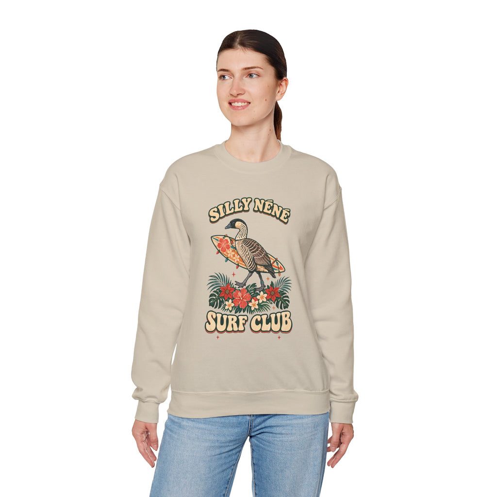Silly Nēnē Surf Club Christmas Crewneck Sweatshirt – Hawaiian Goose Holiday Sweatshirt