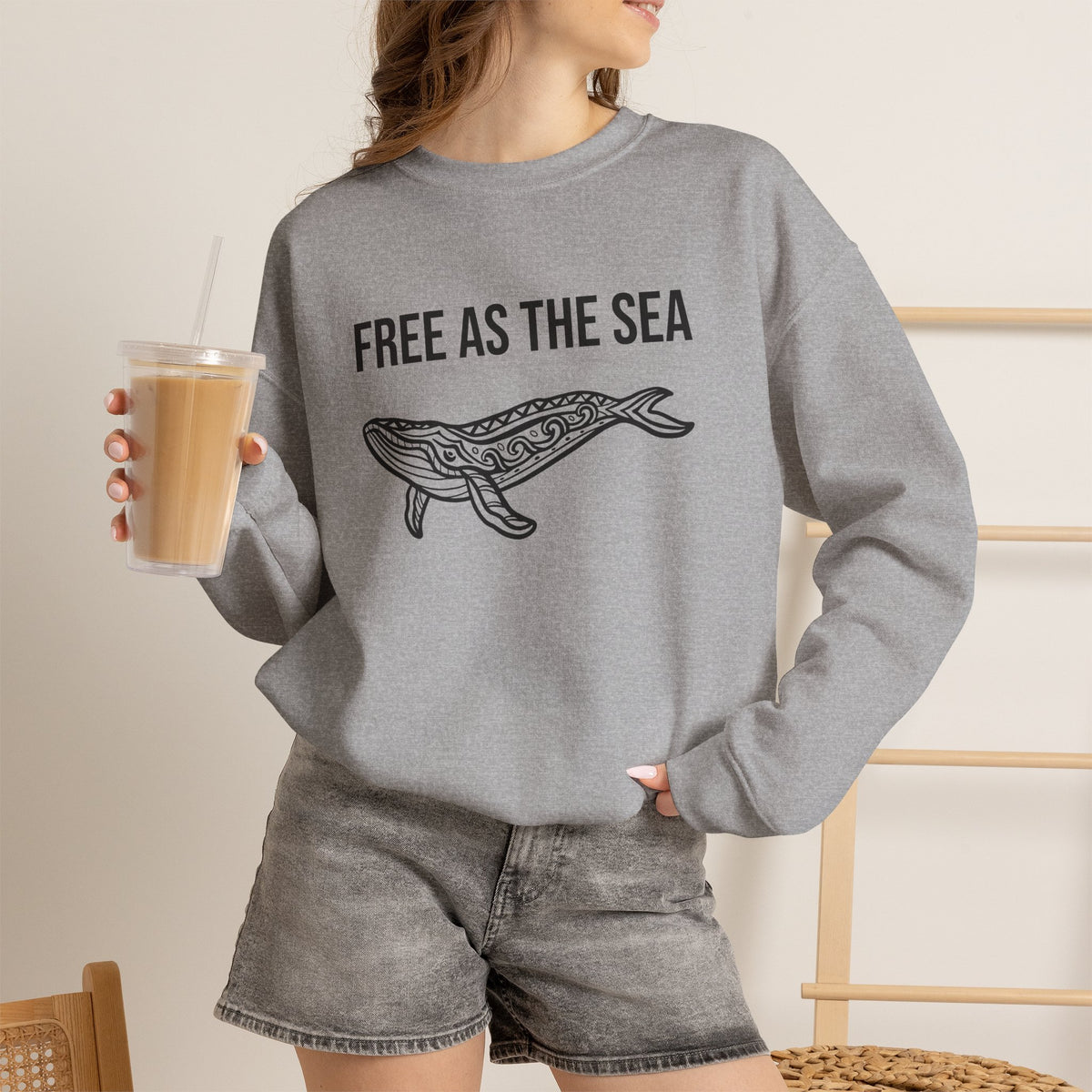 Free As The Sea Whale Sweatshirt – Tribal Ocean Design