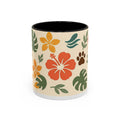 Tropical Hibiscus Paw Print Mug — Floral Coffee Cup for Dog Lovers
