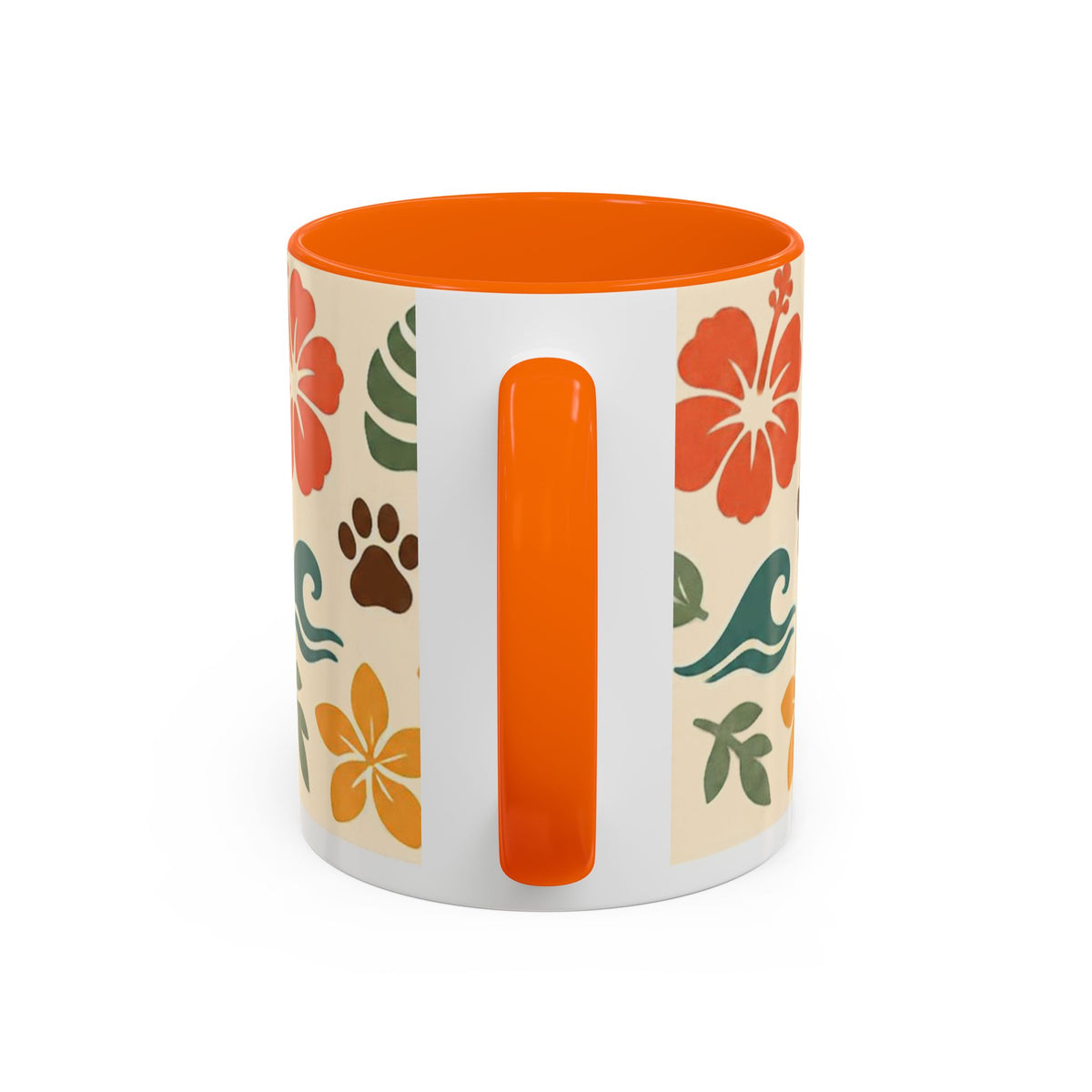Tropical Hibiscus Paw Print Mug — Floral Coffee Cup for Dog Lovers