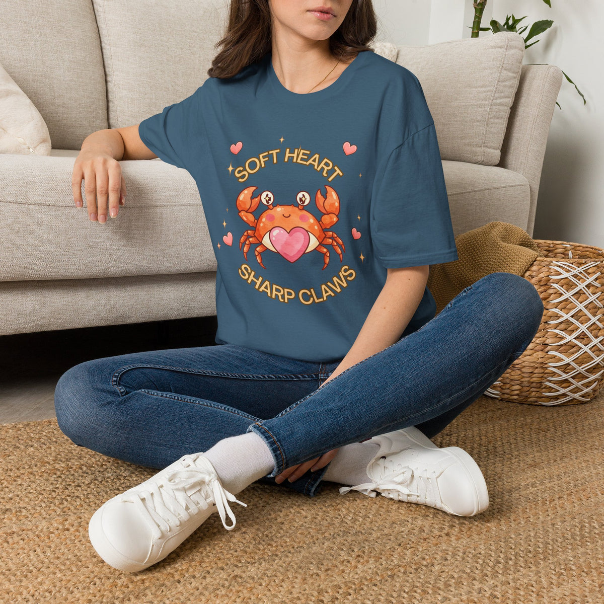 Soft Heart Sharp Claws Cute Crab T-Shirt, Ocean Graphic