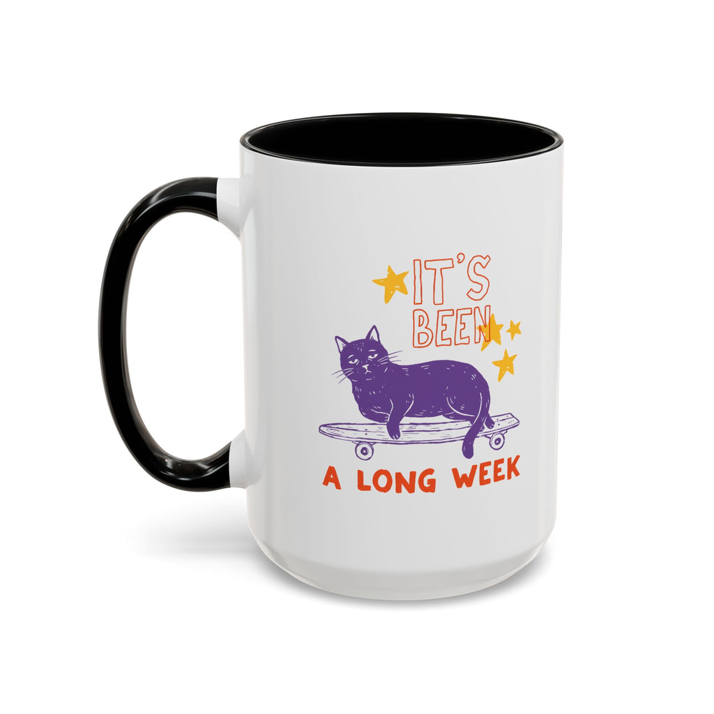 “It’s Been a Long Week” Cat on Skateboard Coffee Mug