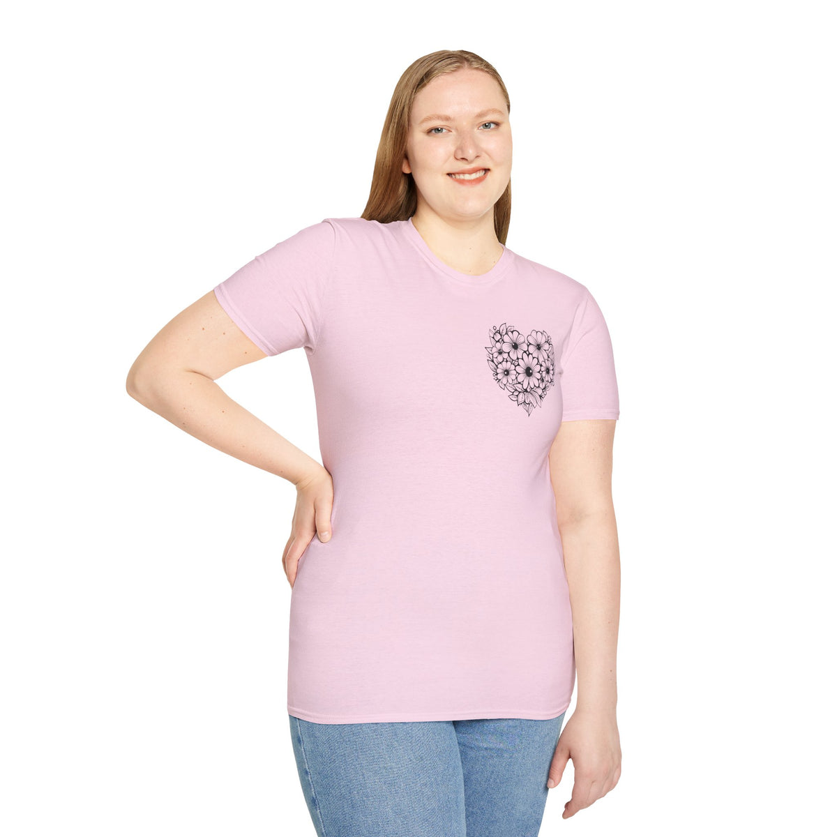 Bloom Kindly Floral Heart T-Shirt – Daisy Line Art