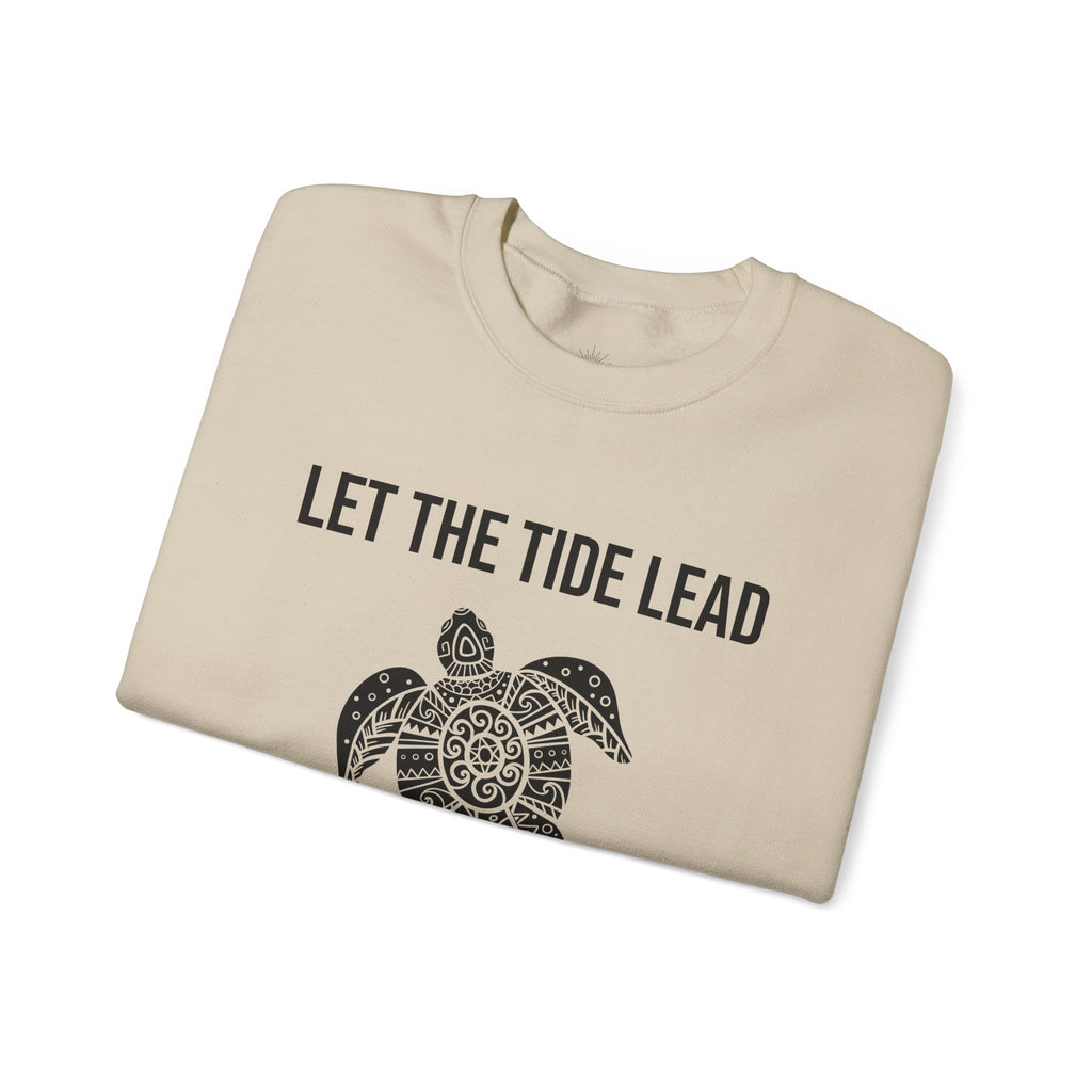 Turtle Crewneck Sweatshirt — "Let the Tide Lead" Coastal Graphic