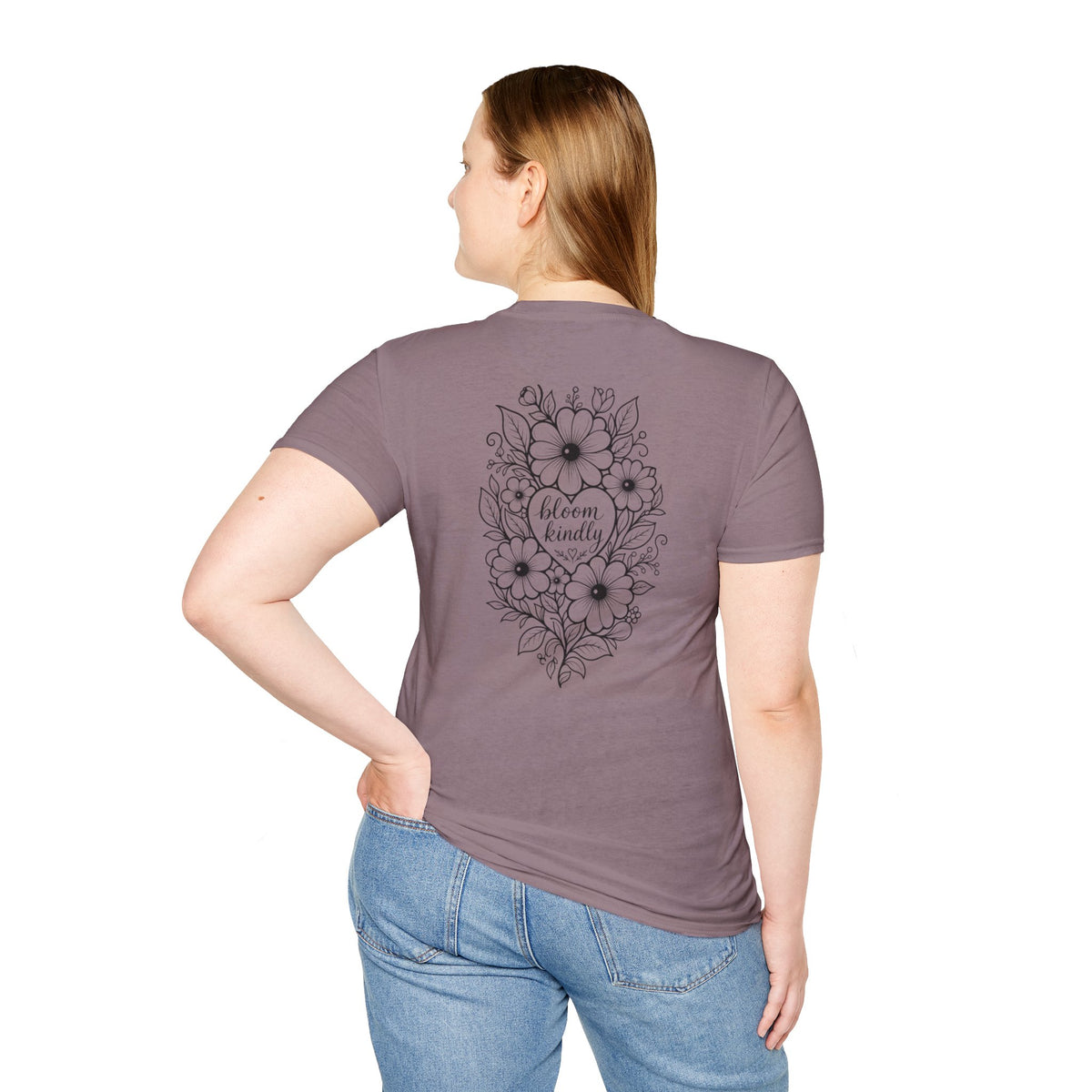 Bloom Kindly Floral Heart T-Shirt – Daisy Line Art