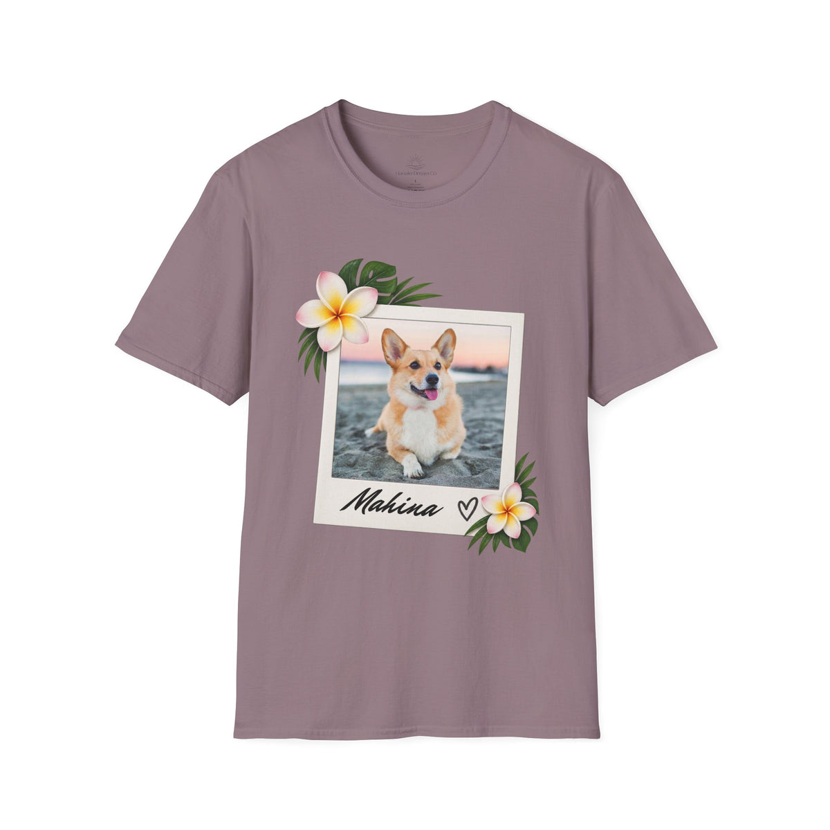 Personalized Pet Photo Polaroid Tee – Floral Frame, Custom Name