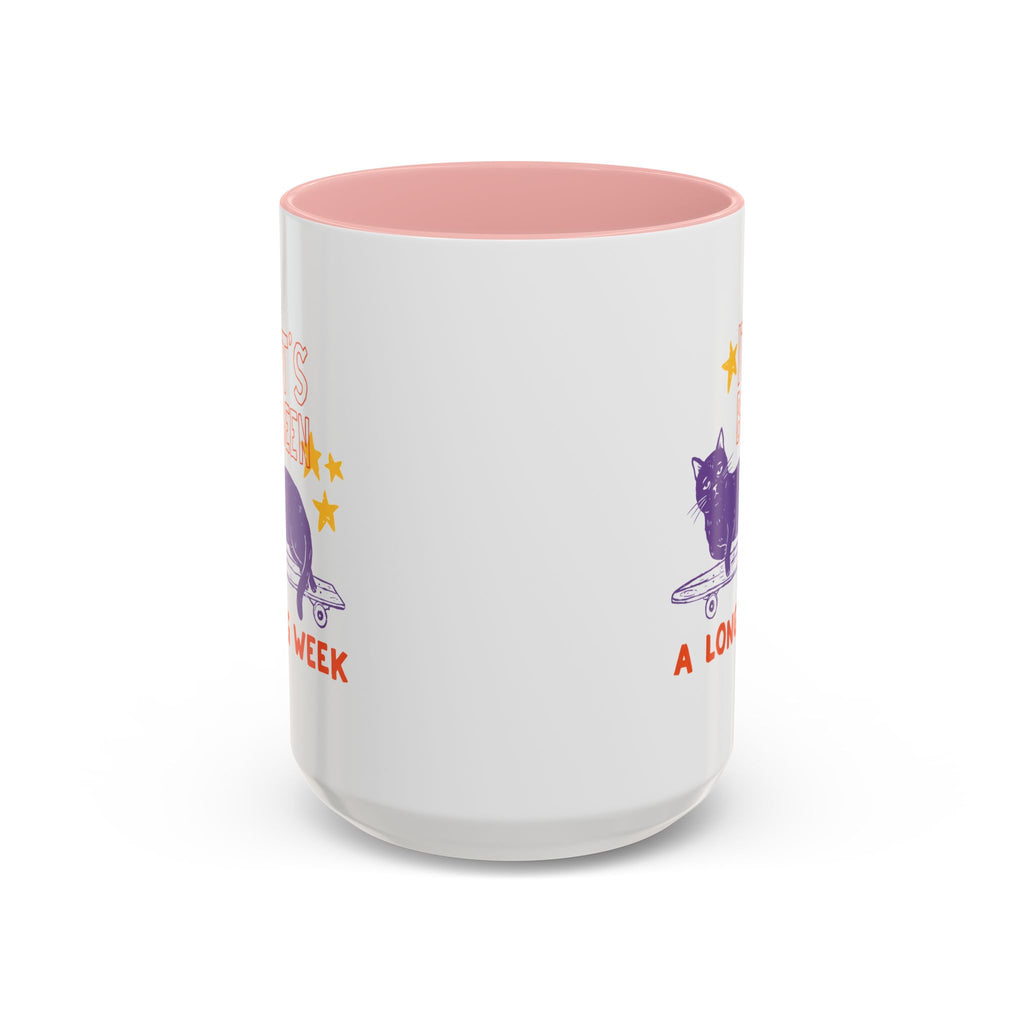 “It’s Been a Long Week” Cat on Skateboard Coffee Mug