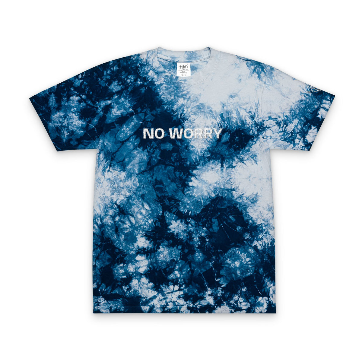 No Worry Embroidered Tie-Dye Shirt — Oversized Black & White