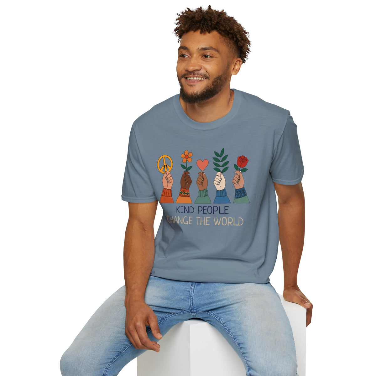 Kind People Change the World T-Shirt | Peace Flower Heart Rose Hands