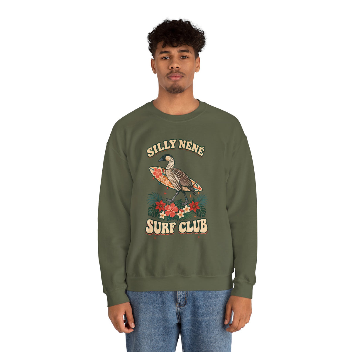 Silly Nēnē Surf Club Christmas Crewneck Sweatshirt – Hawaiian Goose Holiday Sweatshirt