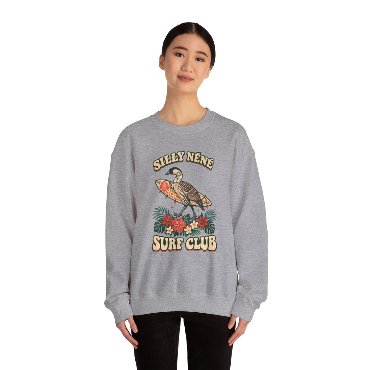 Silly Nēnē Surf Club Christmas Crewneck Sweatshirt – Hawaiian Goose Holiday Sweatshirt