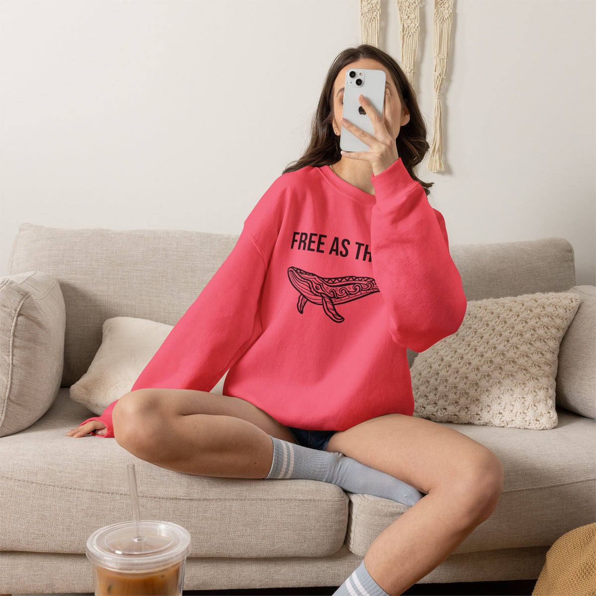 Free As The Sea Whale Sweatshirt – Tribal Ocean Design
