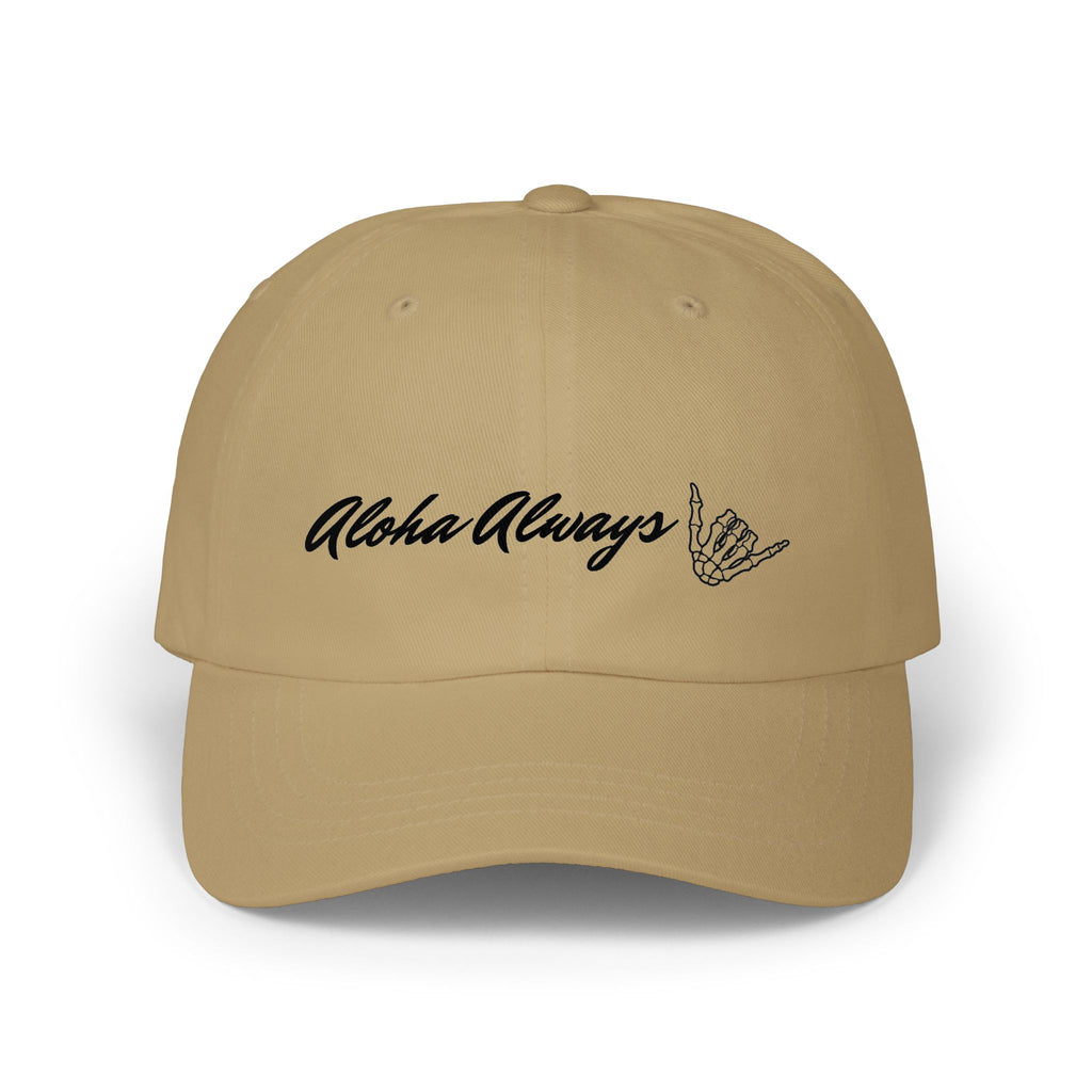 Aloha Always Dad Cap — Hawaiian Skeleton Shaka Hat