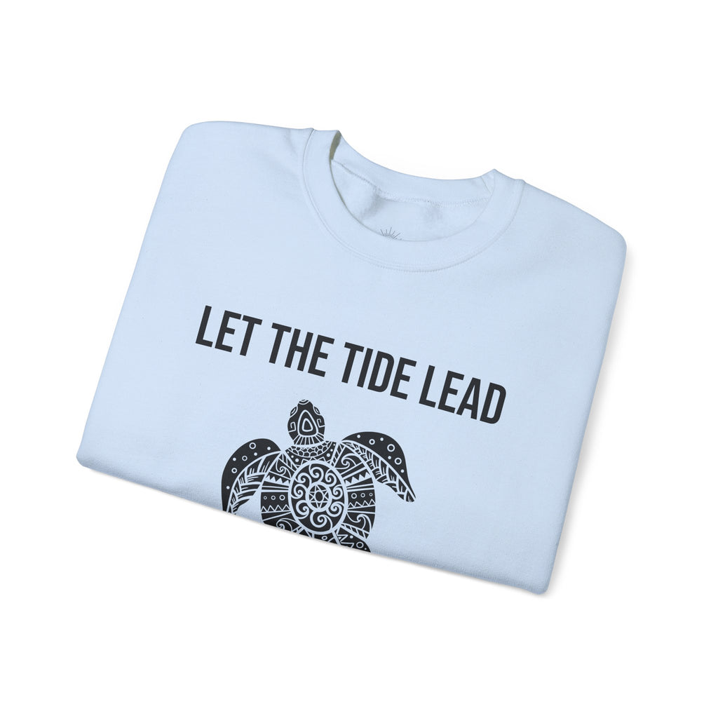 Turtle Crewneck Sweatshirt — "Let the Tide Lead" Coastal Graphic