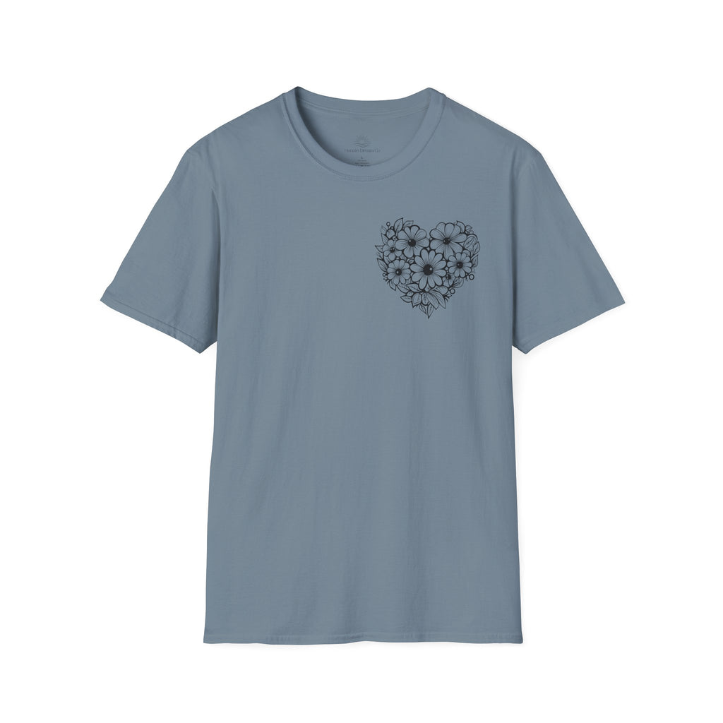 Bloom Kindly Floral Heart T-Shirt – Daisy Line Art