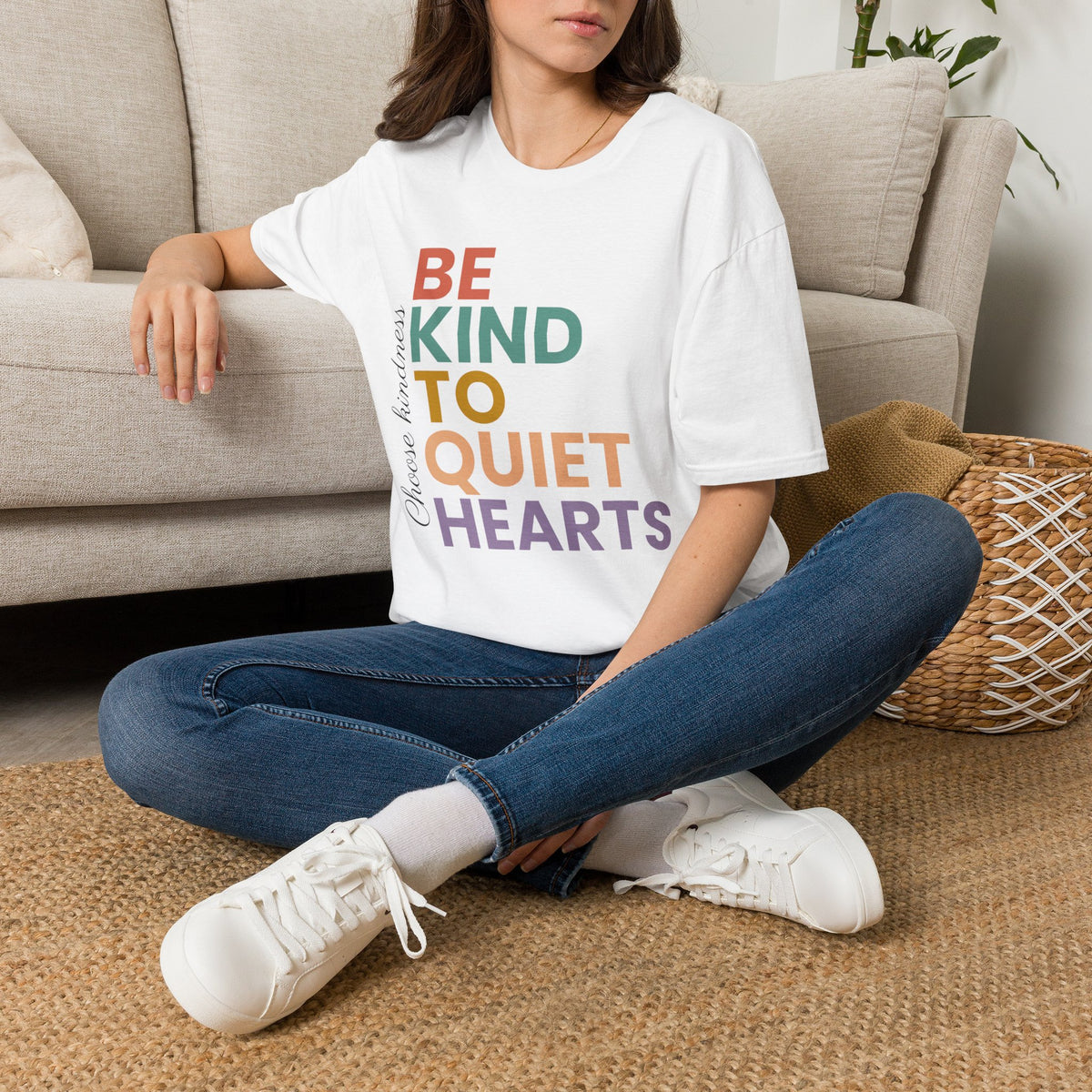 Be Kind To Quiet Hearts Cotton T-Shirt | Kindness Typography
