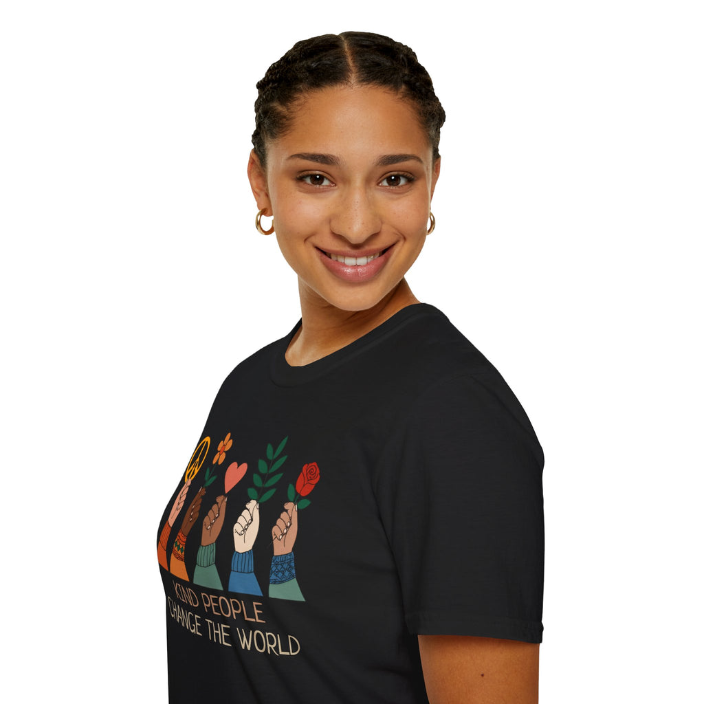 Kind People Change the World T-Shirt | Peace Flower Heart Rose Hands
