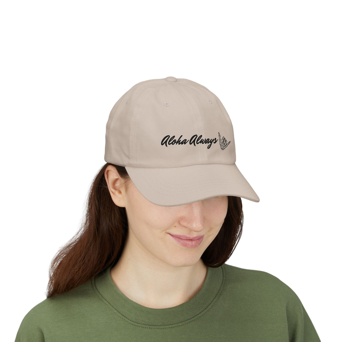 Aloha Always Dad Cap — Hawaiian Skeleton Shaka Hat