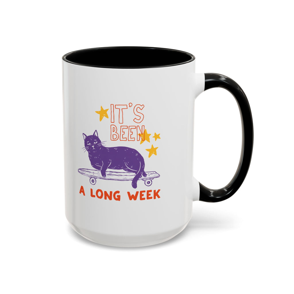 “It’s Been a Long Week” Cat on Skateboard Coffee Mug