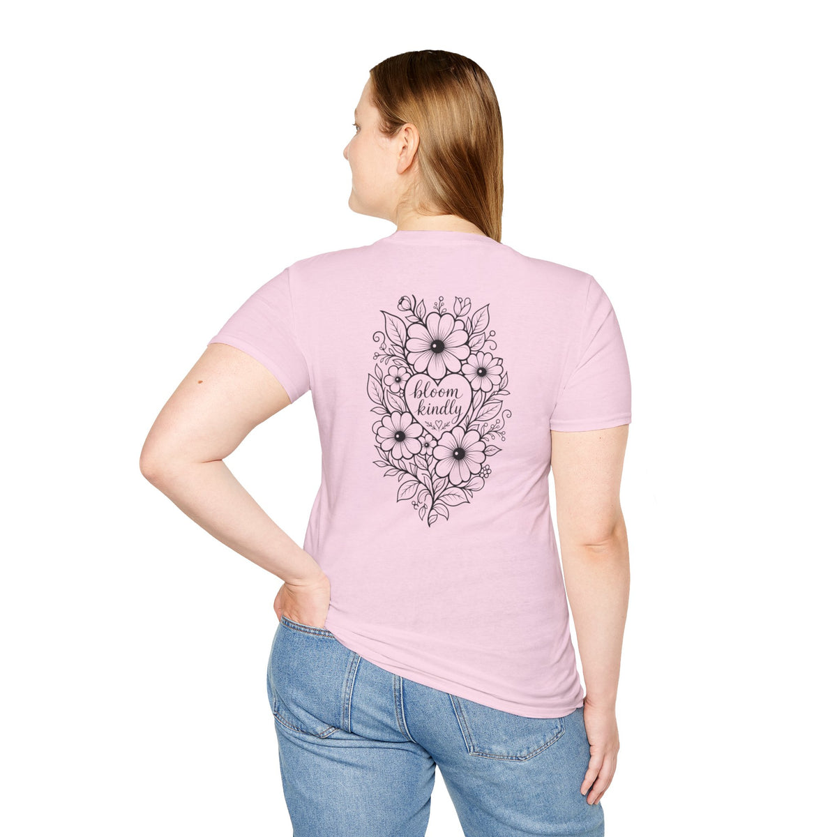 Bloom Kindly Floral Heart T-Shirt – Daisy Line Art